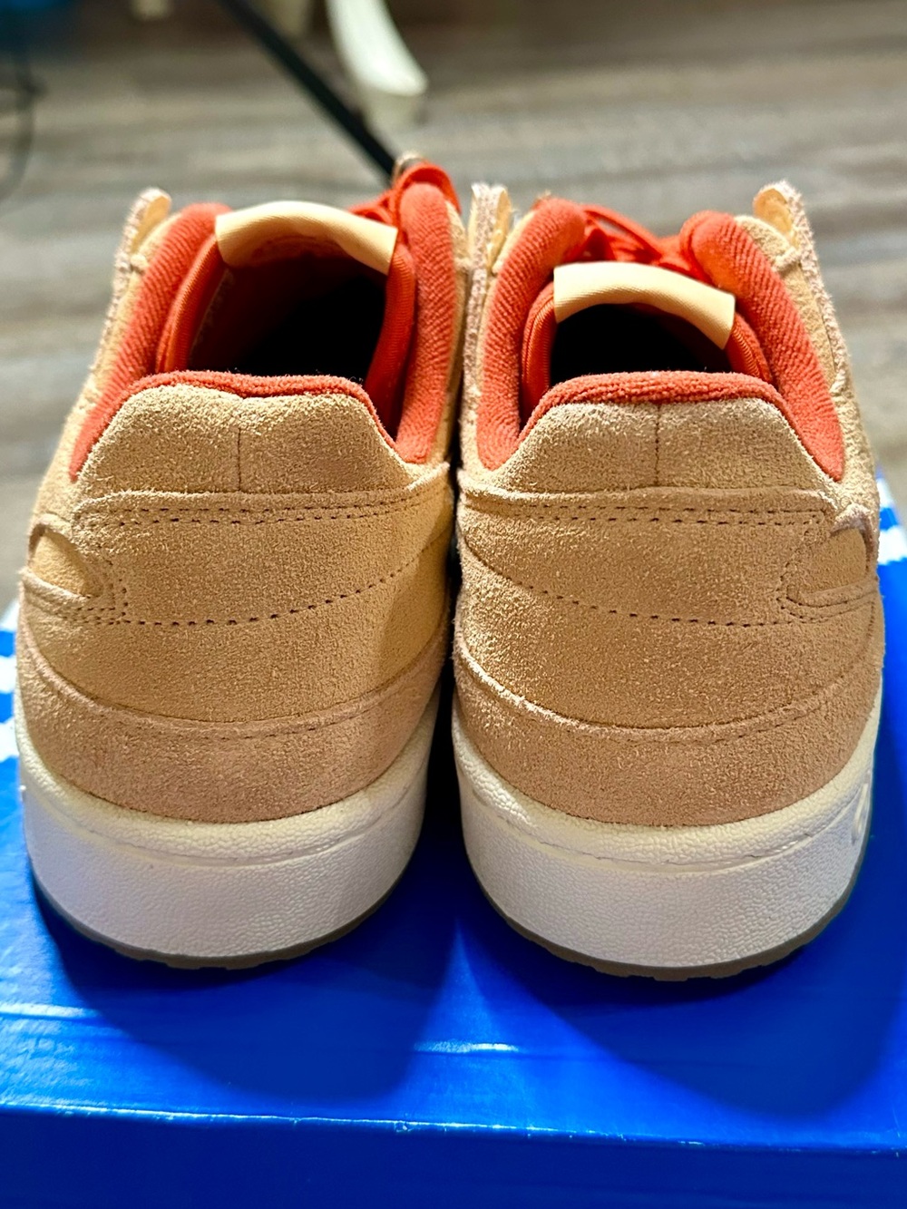 adidas Forum Low Tan Suede Sneakers with Red/Rust Stripes - Picture 3 of 4